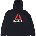 Reebok Mens Graphic Hoodie Jumper Medium Navy Blue Cotton