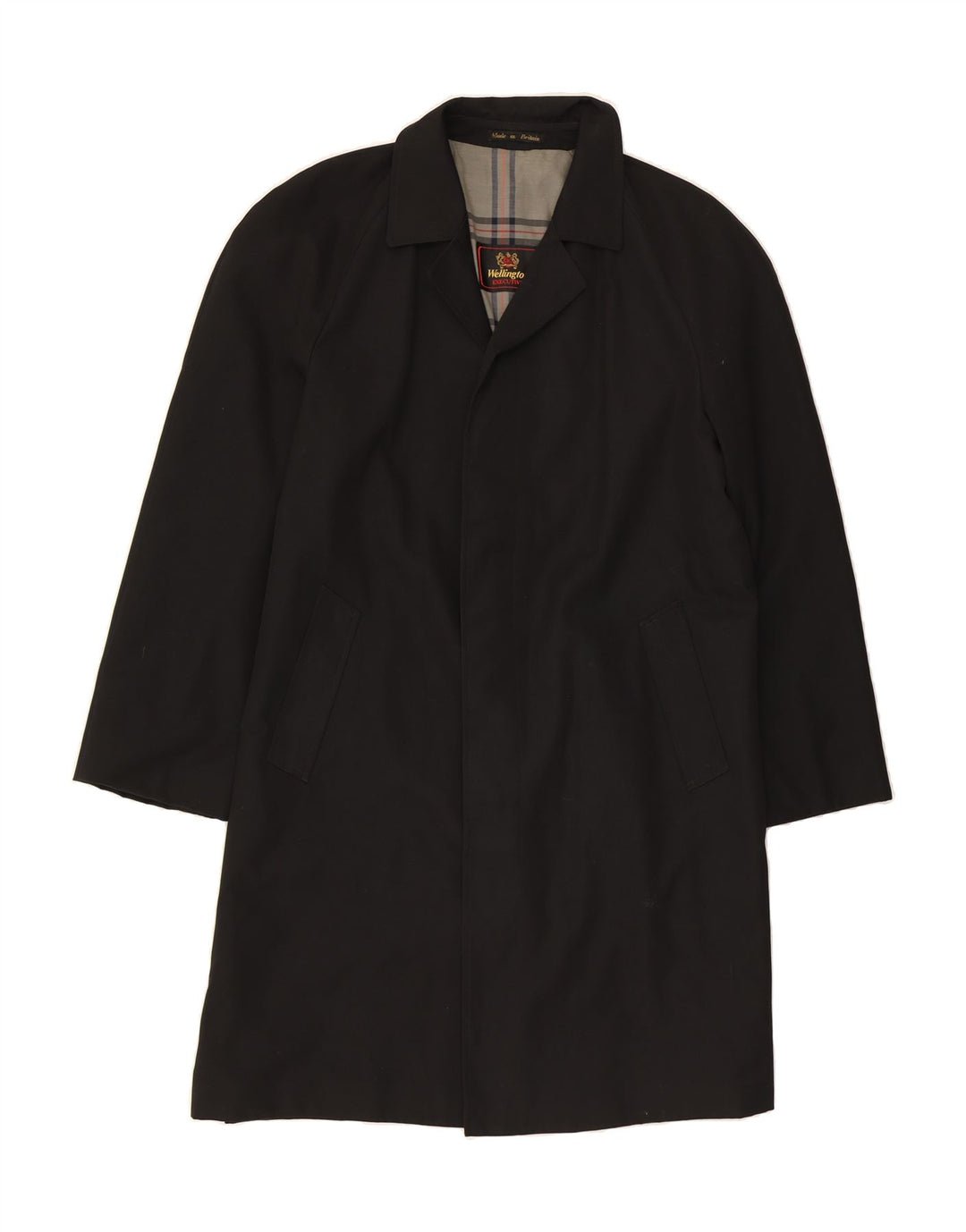 WELLINGTON Mens Trench Coat UK 44 2XL Black Polyester