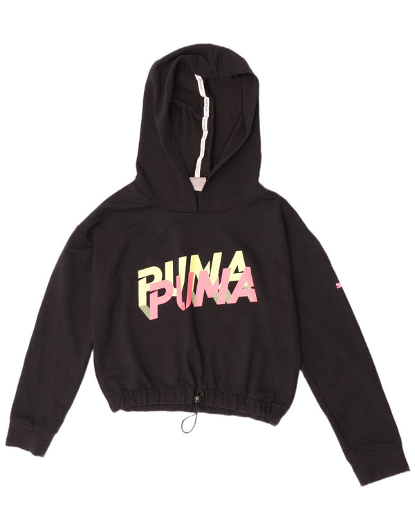 Puma Mujer Crop Graphic Oversize Sudadera con capucha Jumper UK 6 XS Negro Poliéster