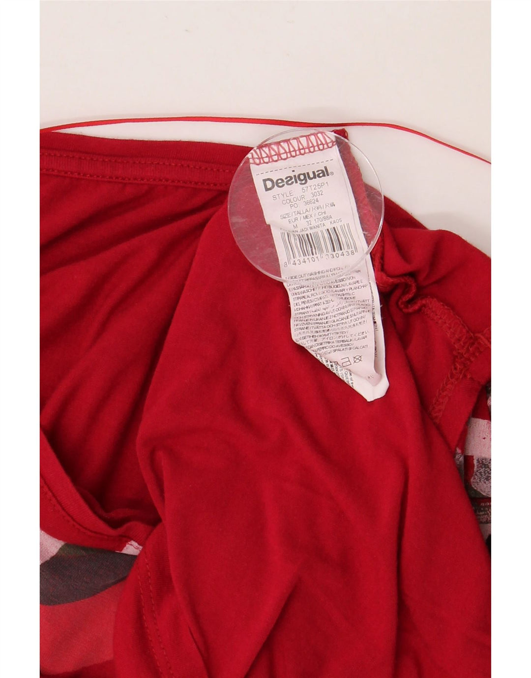 DESIGUAL Kvinders grafisk top 3/4 ærmer UK 14 Medium rød viskose