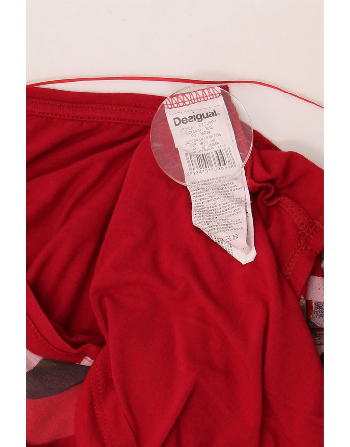 DESIGUAL Kvinders grafisk top 3/4 ærmer UK 14 Medium rød viskose