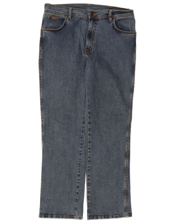 Wrangler Mens Texas Stretch Straight Jeans W34 L30 kék pamut