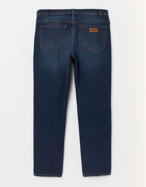Wrangler Mens Texas Straight Jeans W34 L32 sötétkék pamut