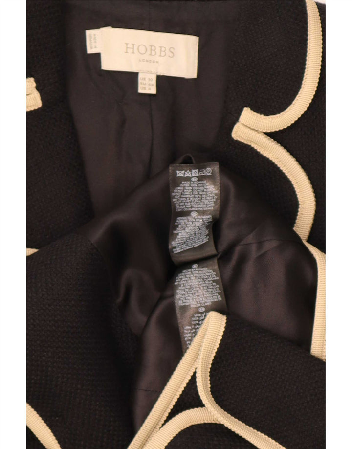 Giacca blazer da donna a 2 bottoni e maniche a 3/4 Hobbs UK 10 piccola in lana nera