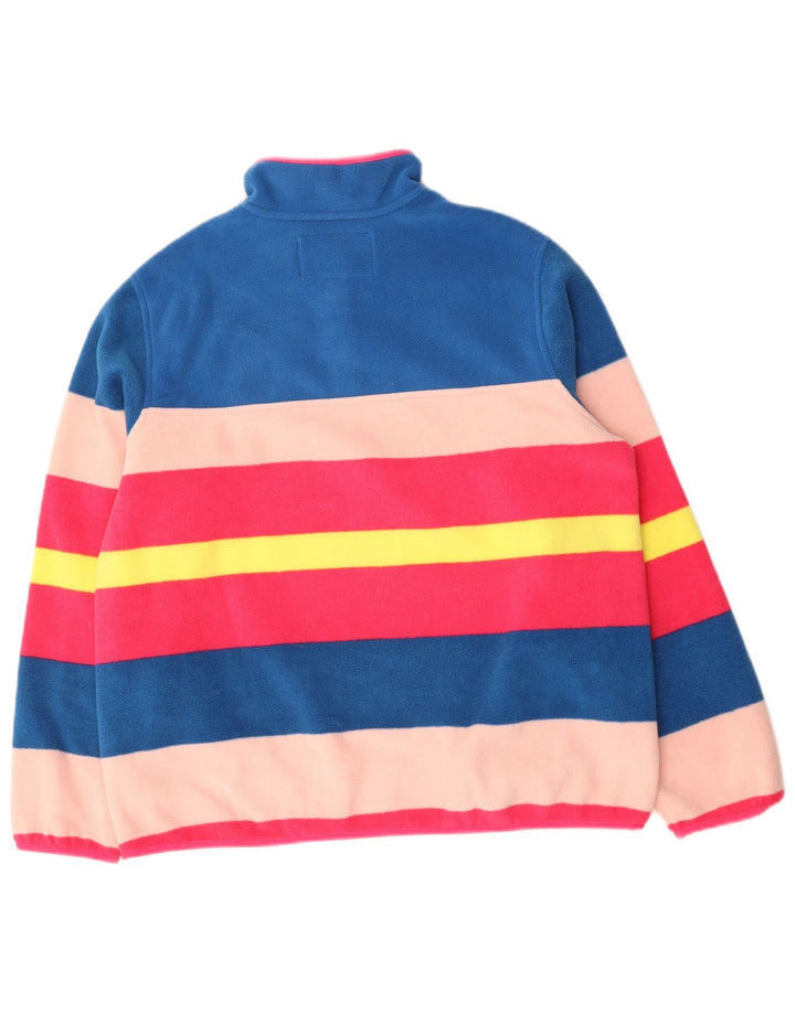 Lands End Womens Oversized Fleece Jumper UK 16 Large Multicoloured Striped