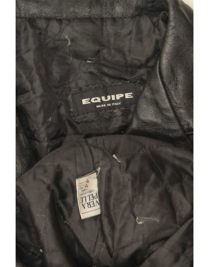 Chaqueta tipo blazer de cuero con 3 botones para mujer Equipe IT 44 Cuero negro mediano