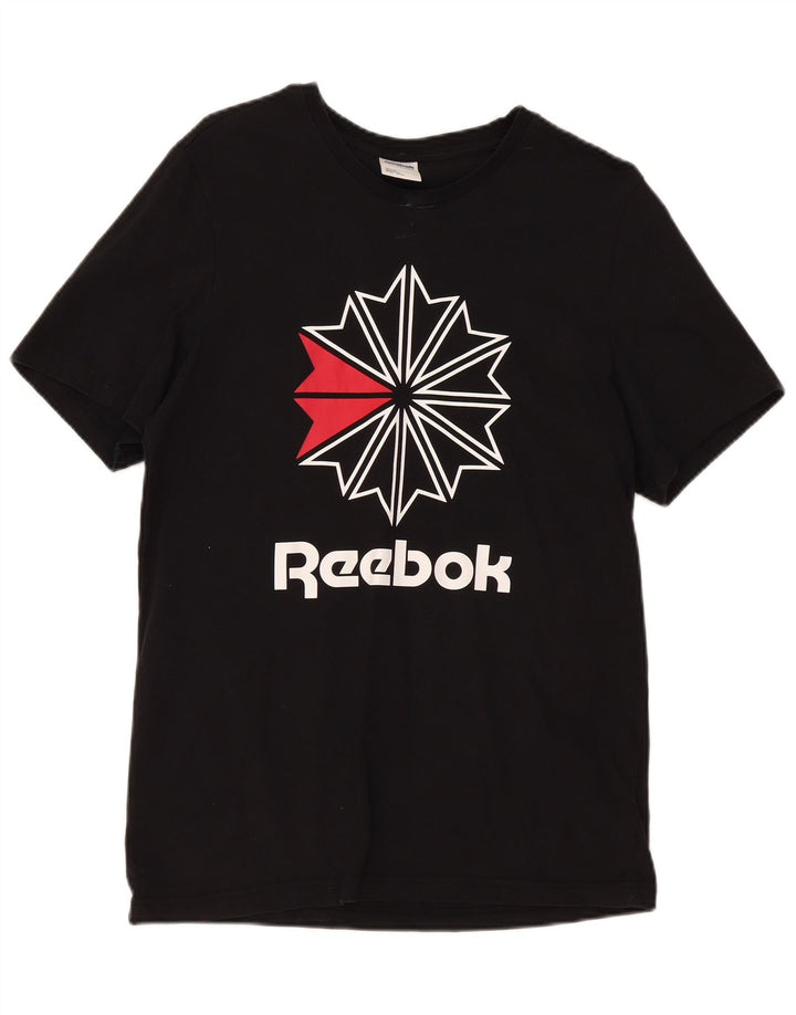 Reebok Mens Graphic T-Shirt Top Large Black Cotton