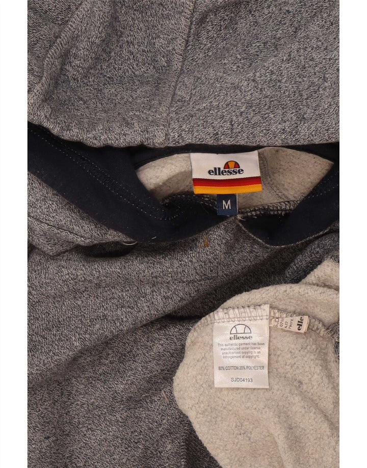 Ellesse Mens Graphic Hoodie Jumper Medium Grey Flecked Cotton