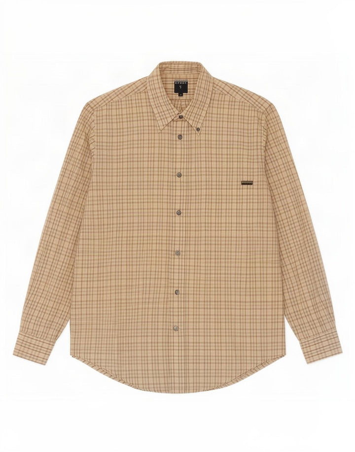 Trussardi Herreskjorte Medium Beige Ternet bomuld