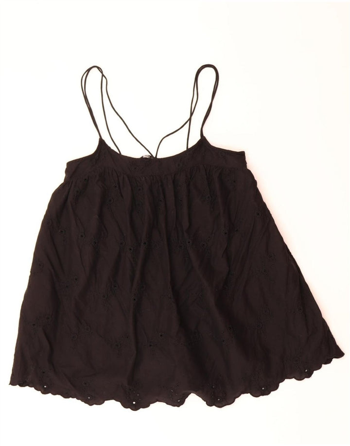 ZARA Womens Cami Top UK 12 Medium Black Cotton Vintage Zara and Second-Hand Zara from Messina Hembry 