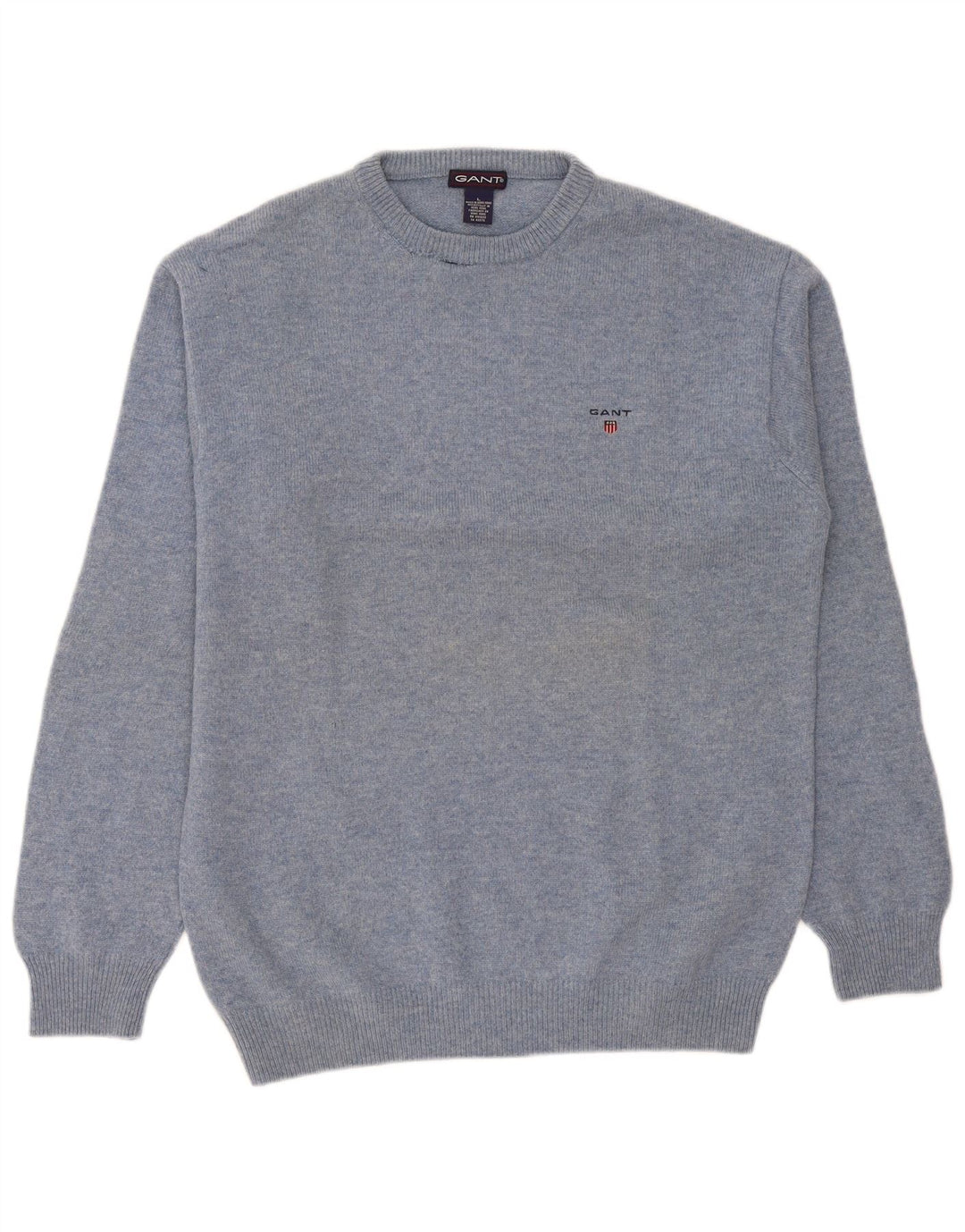 Gant Mens Crew Neck Jumper Sweater Large Blue Lambswool