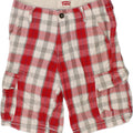 LEVI'S Boys Cargo Shorts 9-10 Years W26 Red Check Cotton Vintage Levi's and Second-Hand Levi's from Messina Hembry 