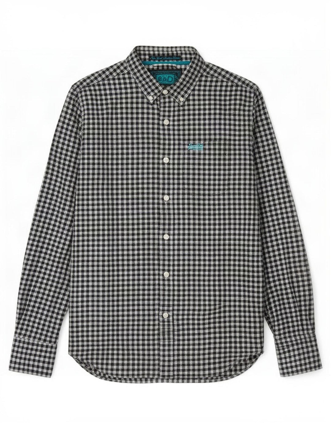 Superdry Mens Flannel Shirt Medium Black Gingham Cotton