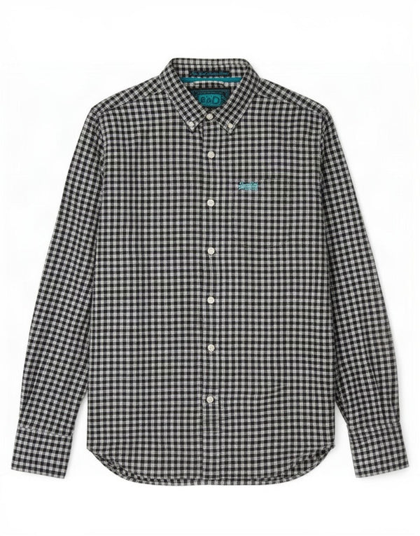 Superdry Mens Flannel Shirt Medium Black Gingham Cotton