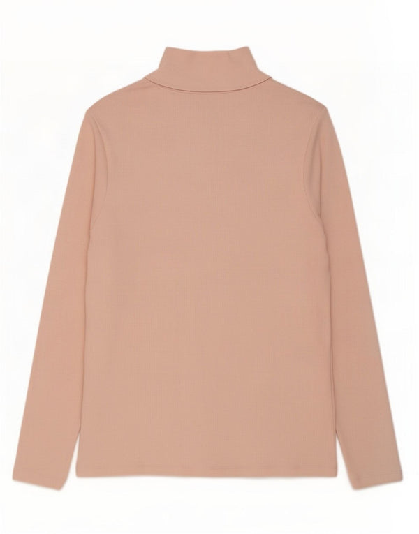Marks & Spencer Womens Zip Neck Top Long Sleeve UK 18 XL Pink Cotton