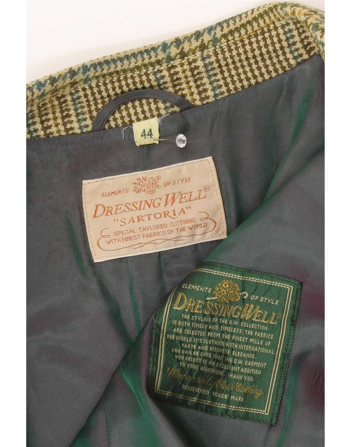 Vintage Womens 2 Button Blazer Jacket IT 44 Medium Green Houndstooth