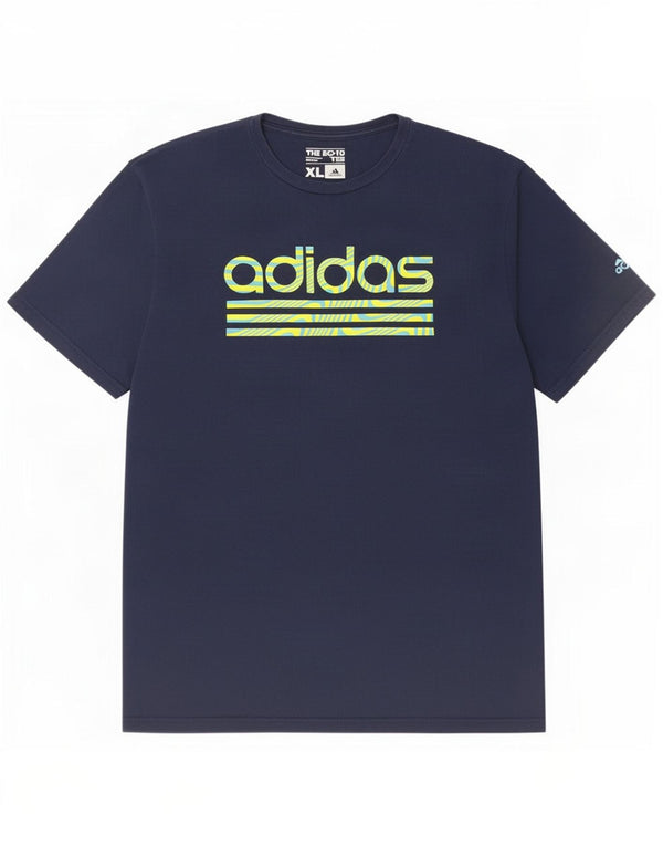 Adidas Mens Graphic T-Shirt Top XL Azul Marinho Algodão