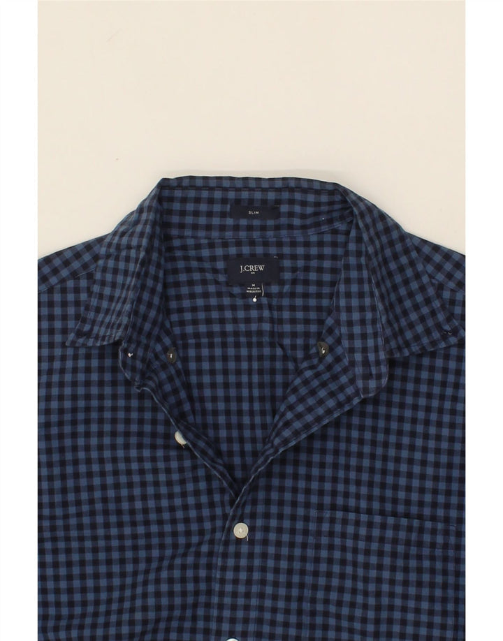 J. CREW Mens Slim Shirt Medium Navy Blue Gingham Cotton Vintage J. Crew and Second-Hand J. Crew from Messina Hembry 
