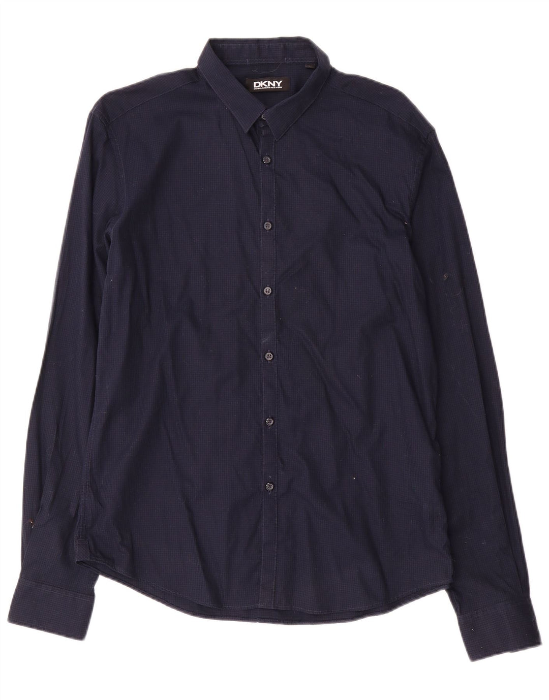 Camicia da uomo Dkny grande in cotone a quadretti blu navy