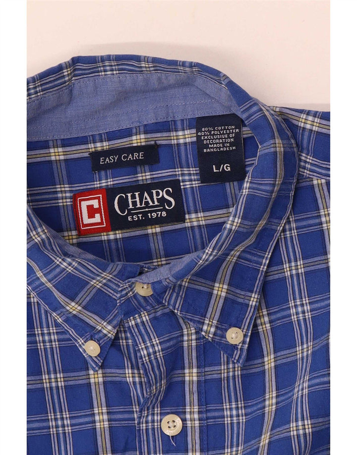 Chaps Camisa de fácil cuidado para hombre de algodón a cuadros azul grande