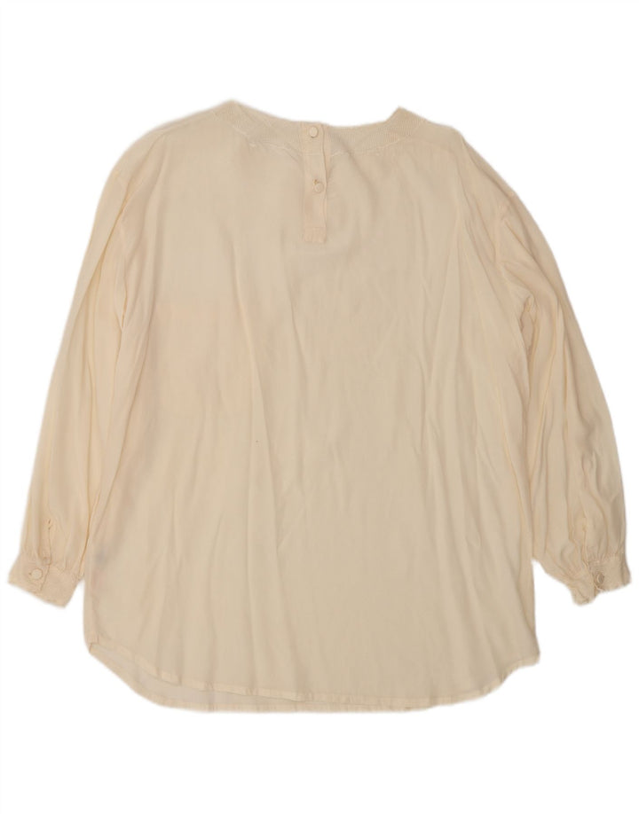 Vintage Womens Oversized Blouse Top UK 14 Medium Off White Silk