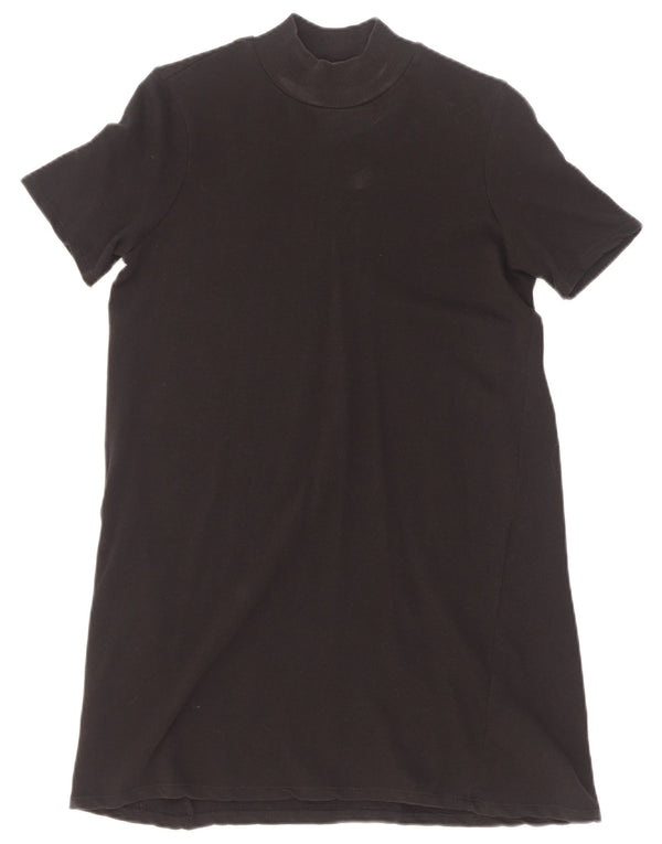 Zara Damen Trafaluc T-Shirt-Kleid UK 10 Small Schwarz Baumwolle
