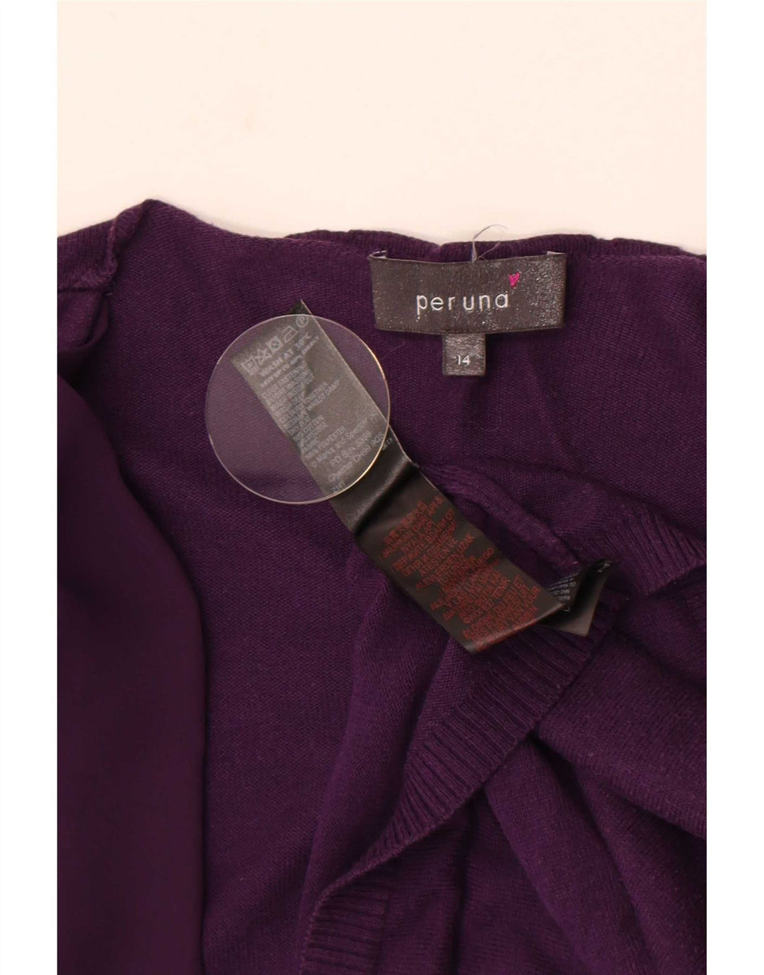 Marks & Spencer Dame Open Cardigan Sweater UK 14 Medium Lilla Bomuld