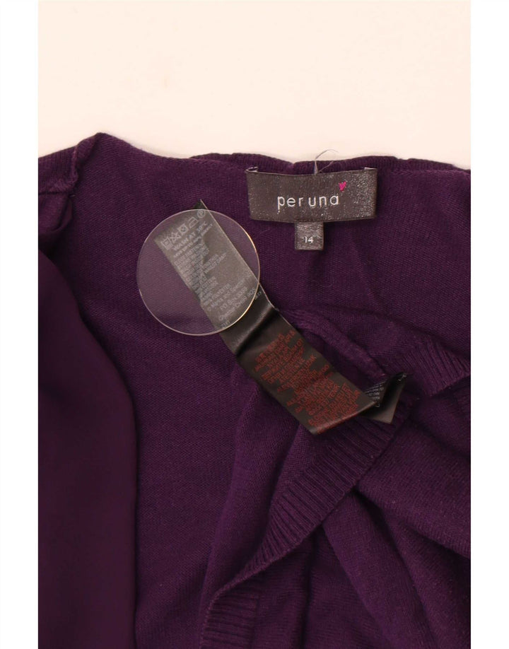 Marks & Spencer Dame Open Cardigan Sweater UK 14 Medium Lilla Bomuld