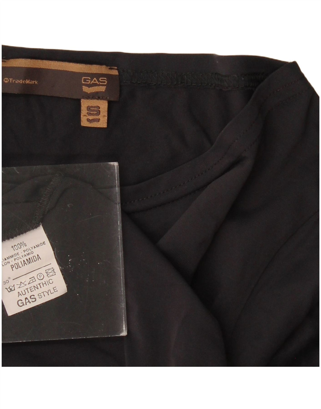 Gas Womens Crop Top Long Sleeve UK 10 Small Black Polyamide