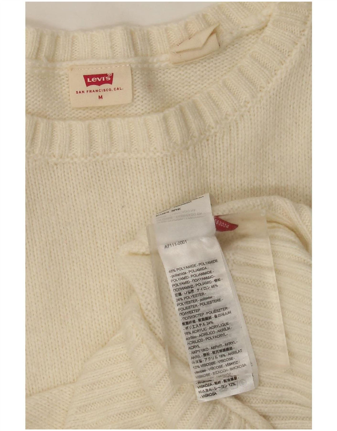 Levi's Womens Boat Neck Jumper Sweater UK 12 Medium Off White Polyamide