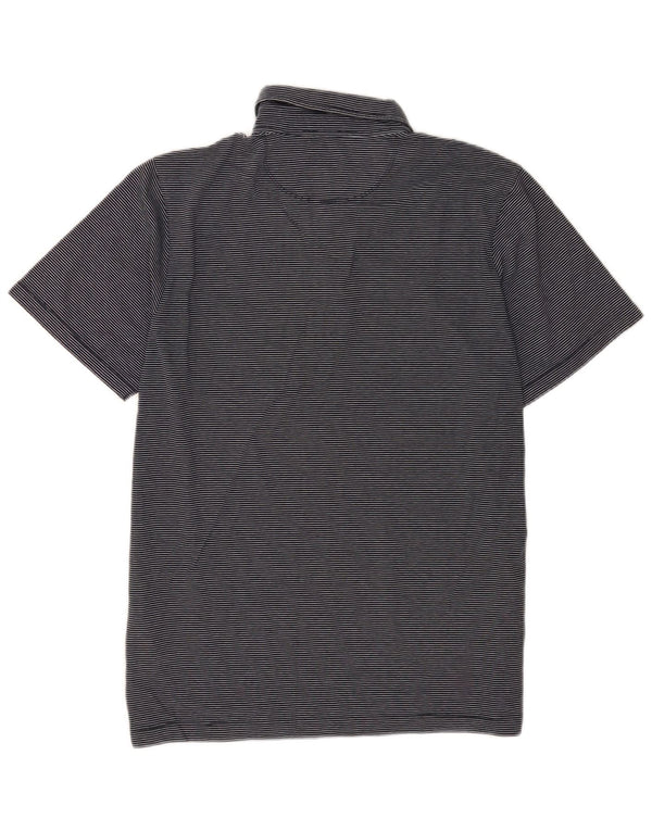 Stiksav herre poloshirt Medium marineblå nålestribet bomuld