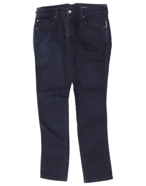 Armani Damen Skinny Freizeithose W27 L28 Marineblaue Baumwolle