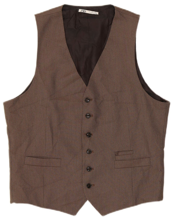 Zara Mens Waistcoat Large Grey Polyester