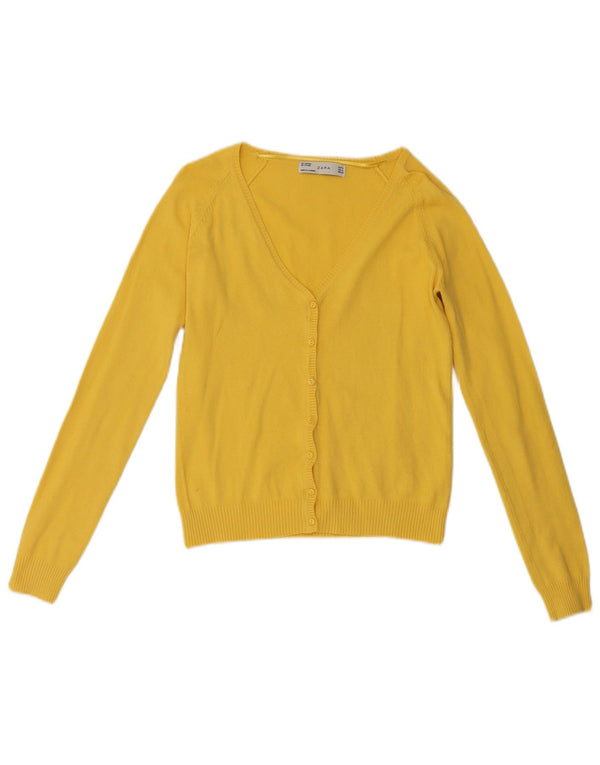 Zara Womens Crop Cardigan Sweater UK 10 Petit Coton Jaune