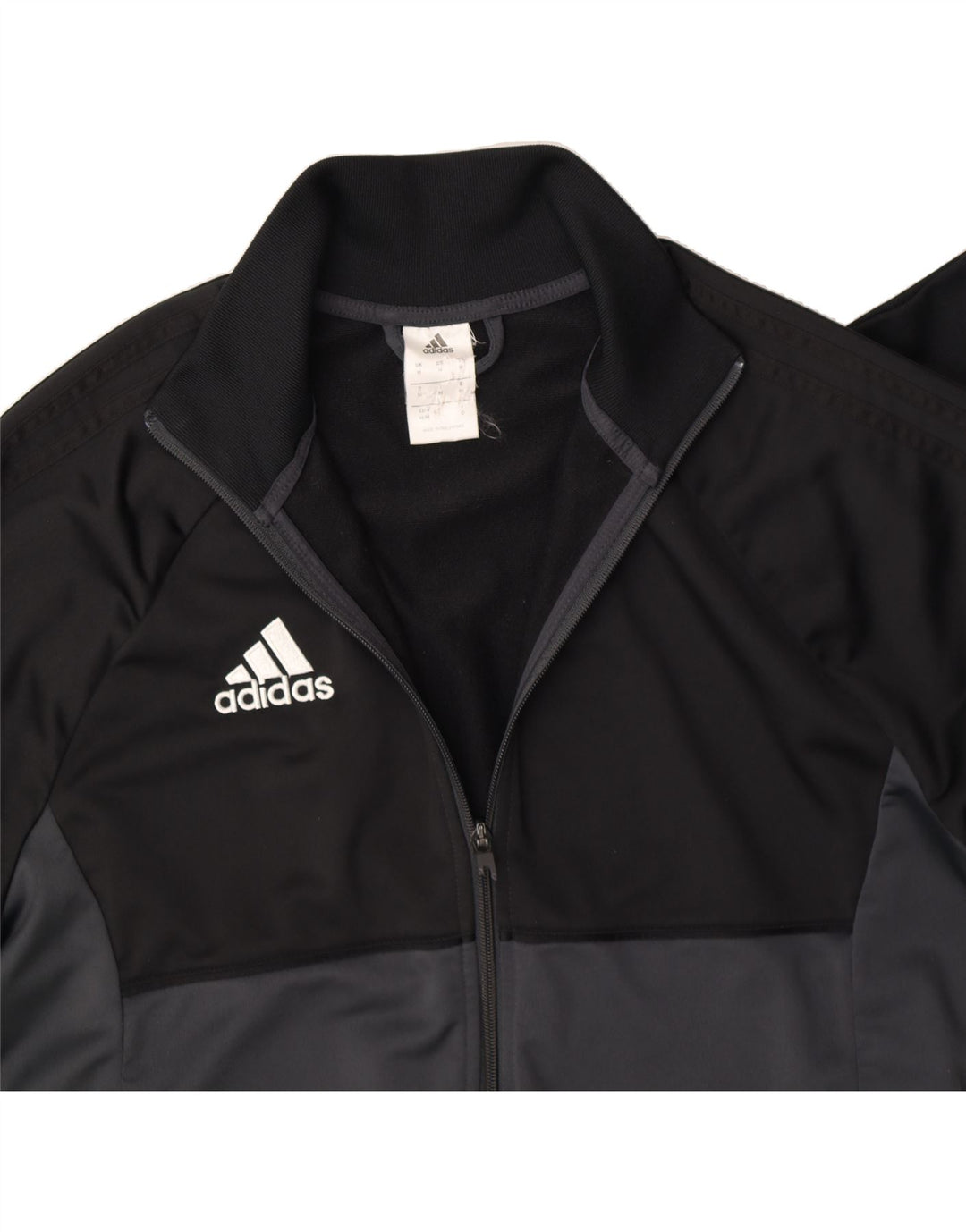 ADIDAS Mens Tracksuit Top Jacket Medium Black Colourblock Polyester