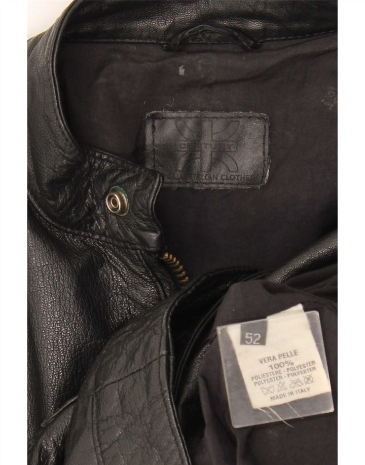 Vintage Herren Leder Bikerjacke IT 52 XL Schwarz