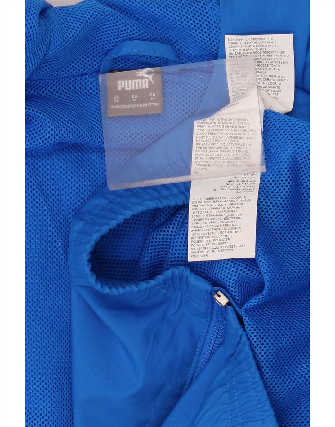 PUMA Grafisk træningsdragt med hætte til mænd, topjakke mellemblå polyester