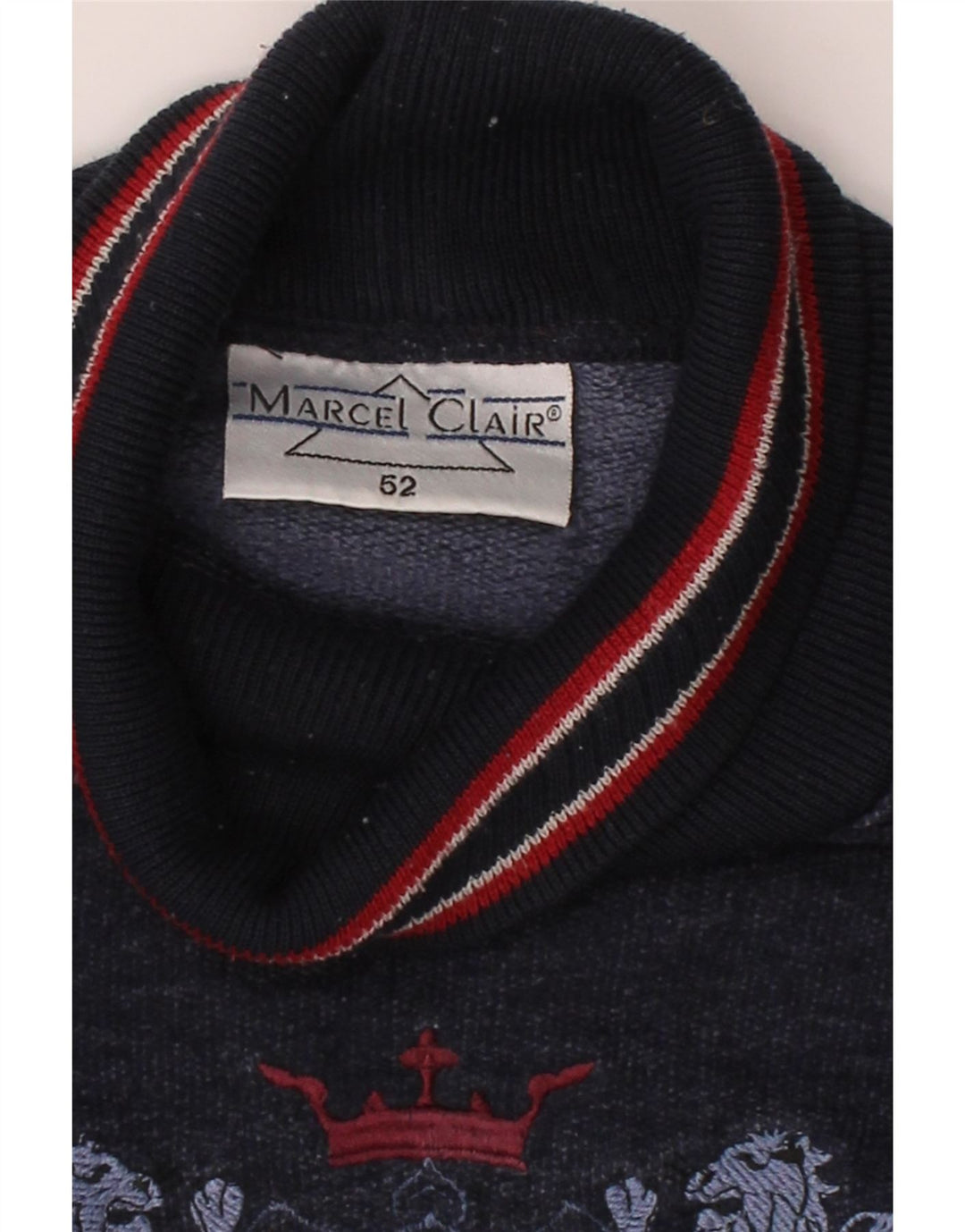 MARCEL CLAIR Womens Roll Neck Sweatshirt Jumper IT 52 2XL Navy Blue Cotton