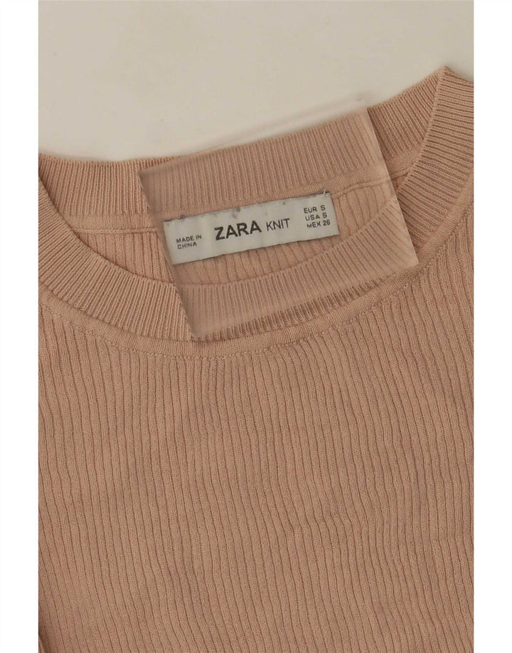 Zara Womens Top Long Sleeve UK 8 Small Beige