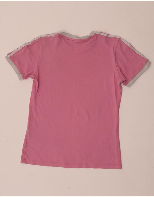 Adidas Womens T-Shirt Top UK 14 Medium Pink Cotton