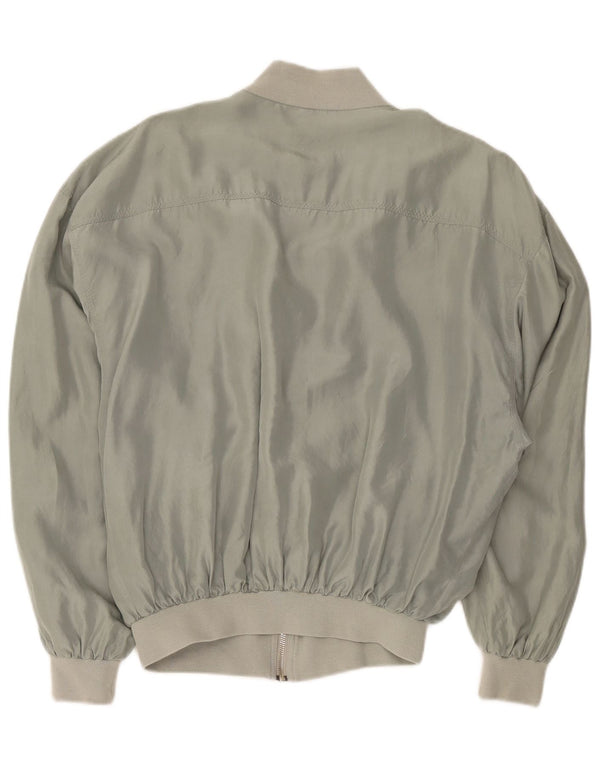 Manhattan Herre Bomber Jacket UK 38 Medium Grå Silke