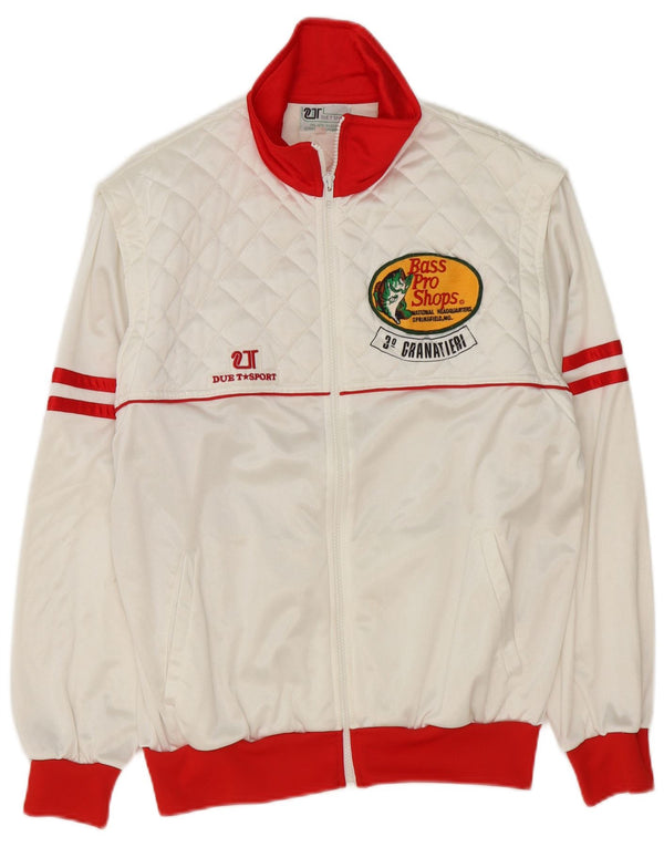 Vintage Mens Graphic Tracksuit Top Jacket IT 48 Medium White Colourblock