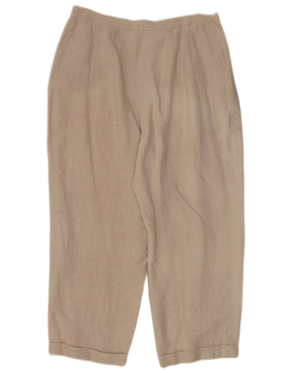 Marks & Spencer Womens Pegged Cropped Trousers UK 18 XL W32 L25 Beige Linen