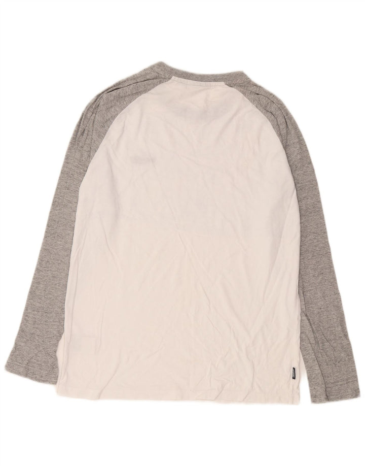 Superdry Mens Top Long Sleeve Large White Colourblock Cotton