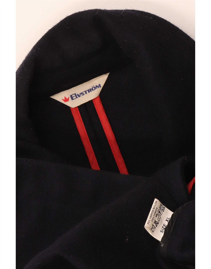 Elvstrom Mens Pea Coat UK 42 XL Navy Blue Wool