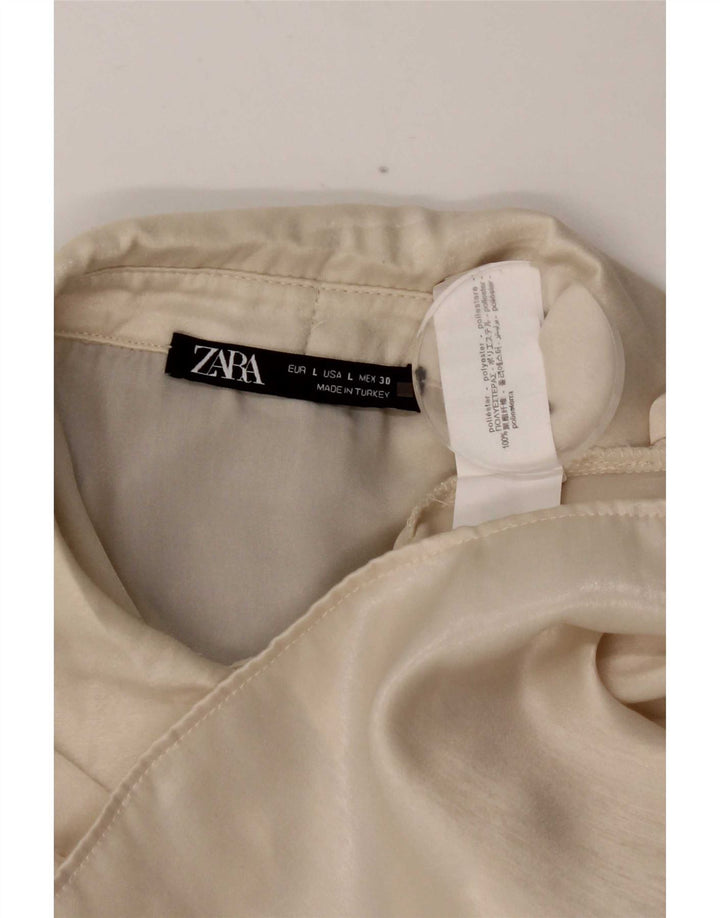 Zara Camisa Mujer UK 40 Grande Poliéster Blanco Roto