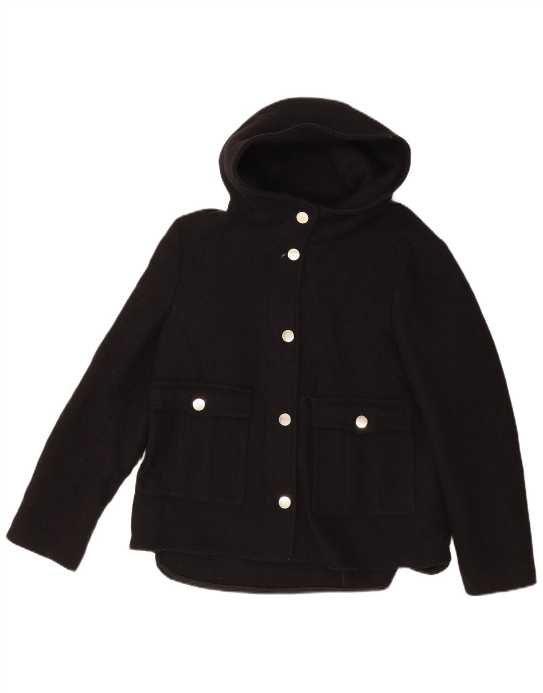 ZARA Womens Hooded Bomber Jacket UK 14 Medium Black