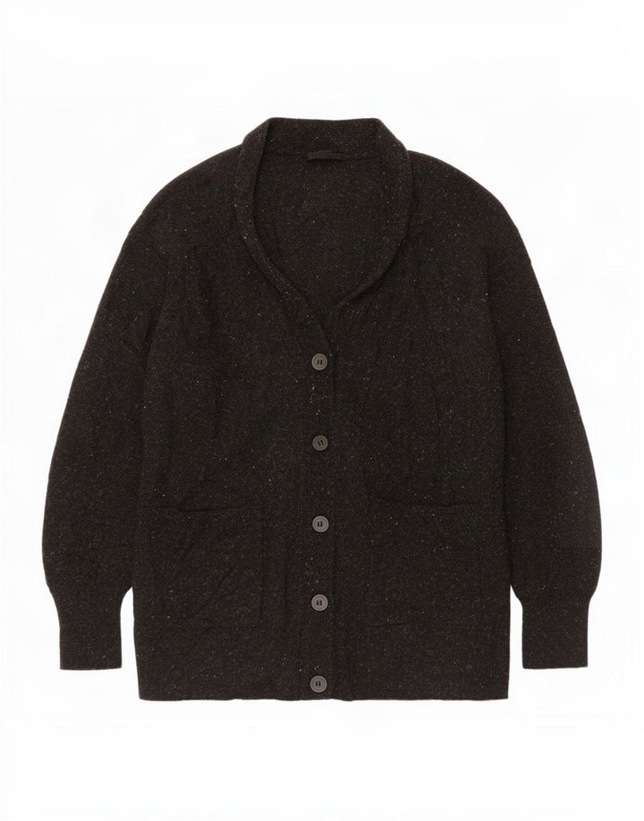 Pulover cardigan supradimensionat pentru femei Cos UK 10 Lână neagră cu pete mici