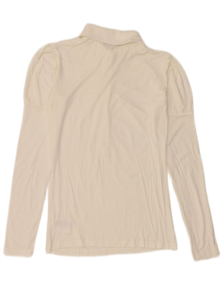 Gaudi Womens Long Sleeve Polo Shirt UK 12 Medium White Viscose