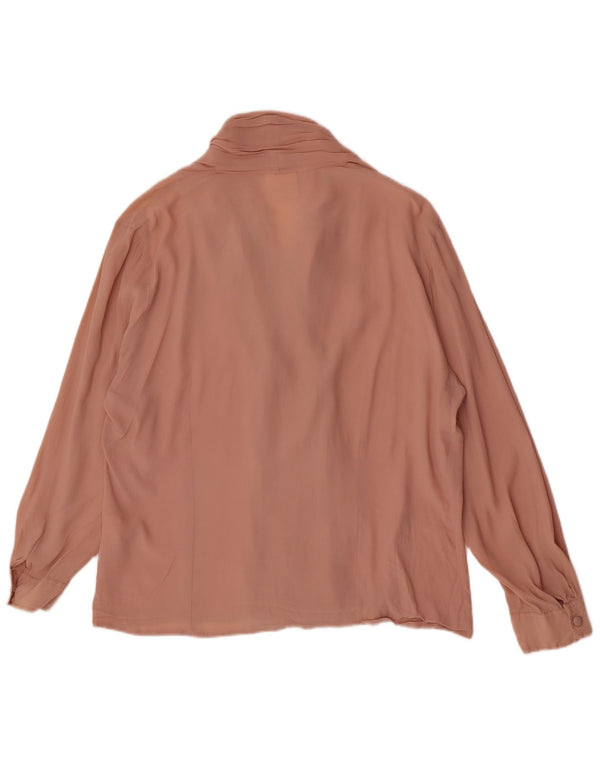 Vintage Dame Langærmet Bluse IT 52 2XL Pink Acetate